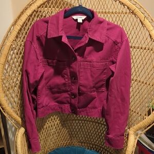 Old Navy Women's Berry Pink Crop Utility Jacket